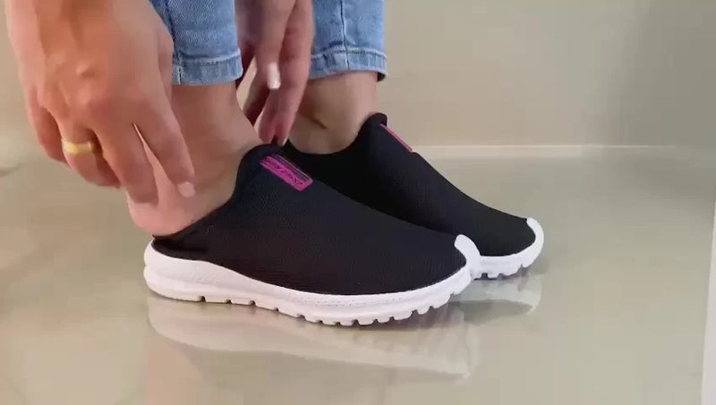 Tênis Meia Feminino Calce Fácil Botinha Ortopédico Esportivo Sneaker Slip On Casual confortável Academia