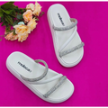 Sandália Feminina Papete Strass Pedrinha Moleca Original