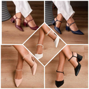 Sapato Feminino Scarpin Sapatilha Bico Fino Traseiro Aberta Salto Luxo Formal Gospel Evangelico