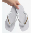 Chinelo Feminino com Glitter e Pingentes Elegante