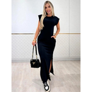 Vestido Longo Canelado Feminino Muscle Tee