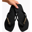 Chinelo Feminino com Glitter e Pingentes Elegante